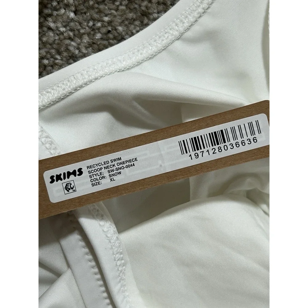 SKIMS Women's XL Recycled Swim Scoop Neck One piece In Snow BNWT $90